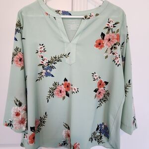 Van Heusen Light Green Floral Blouse